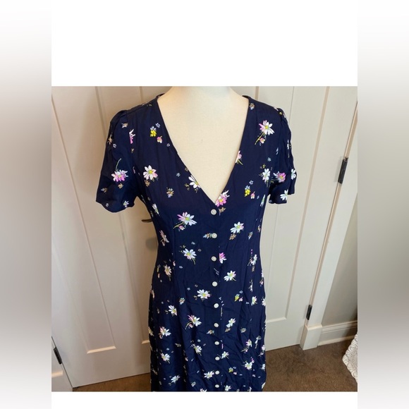 GAP floral button down midi dress in navy blue size - 00 - Picture 4 of 8